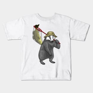 Honey badger Fisher Fishing net Fish Kids T-Shirt